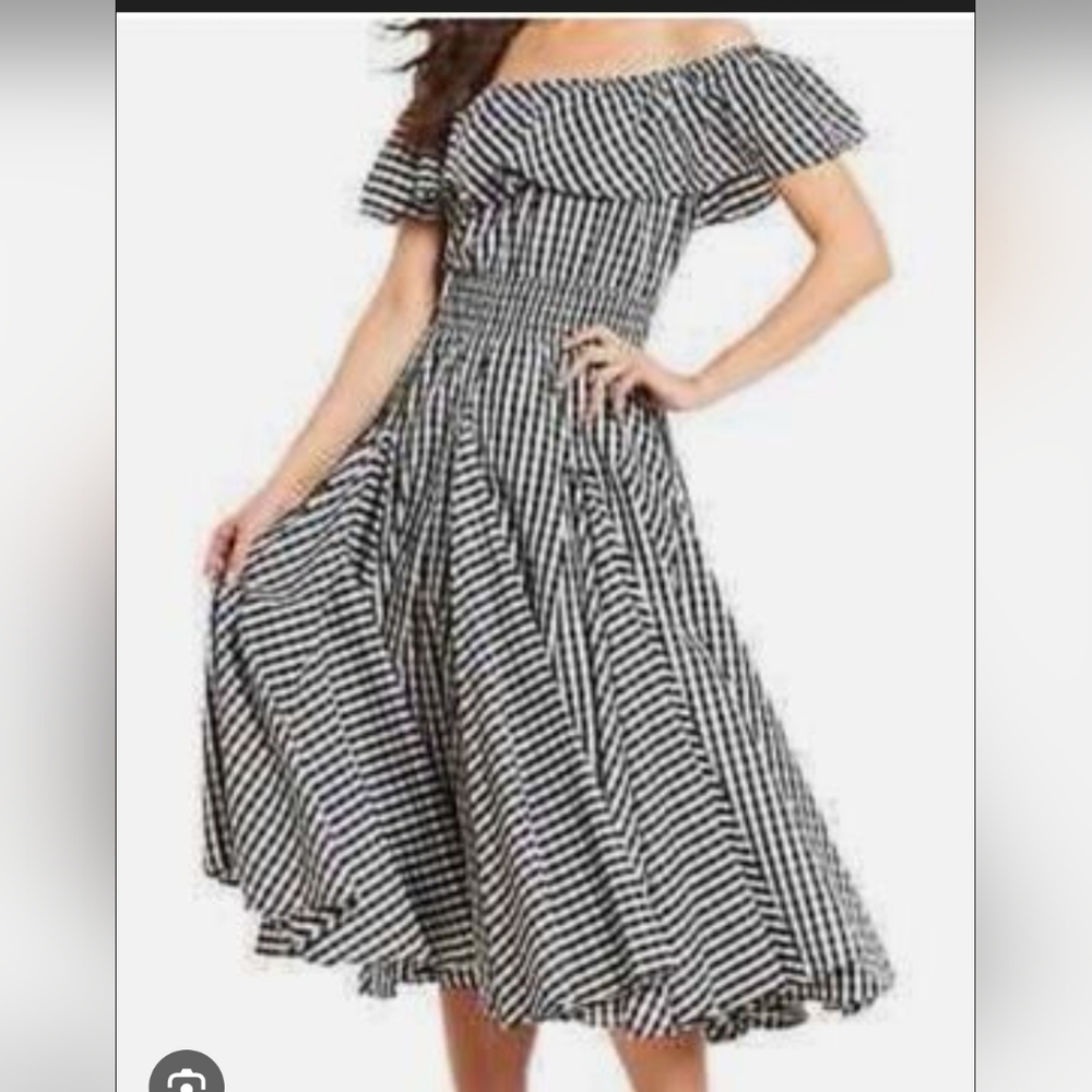 NWOT Chelsea & Theodore Black and White Gingham Midi Skirt Size XL